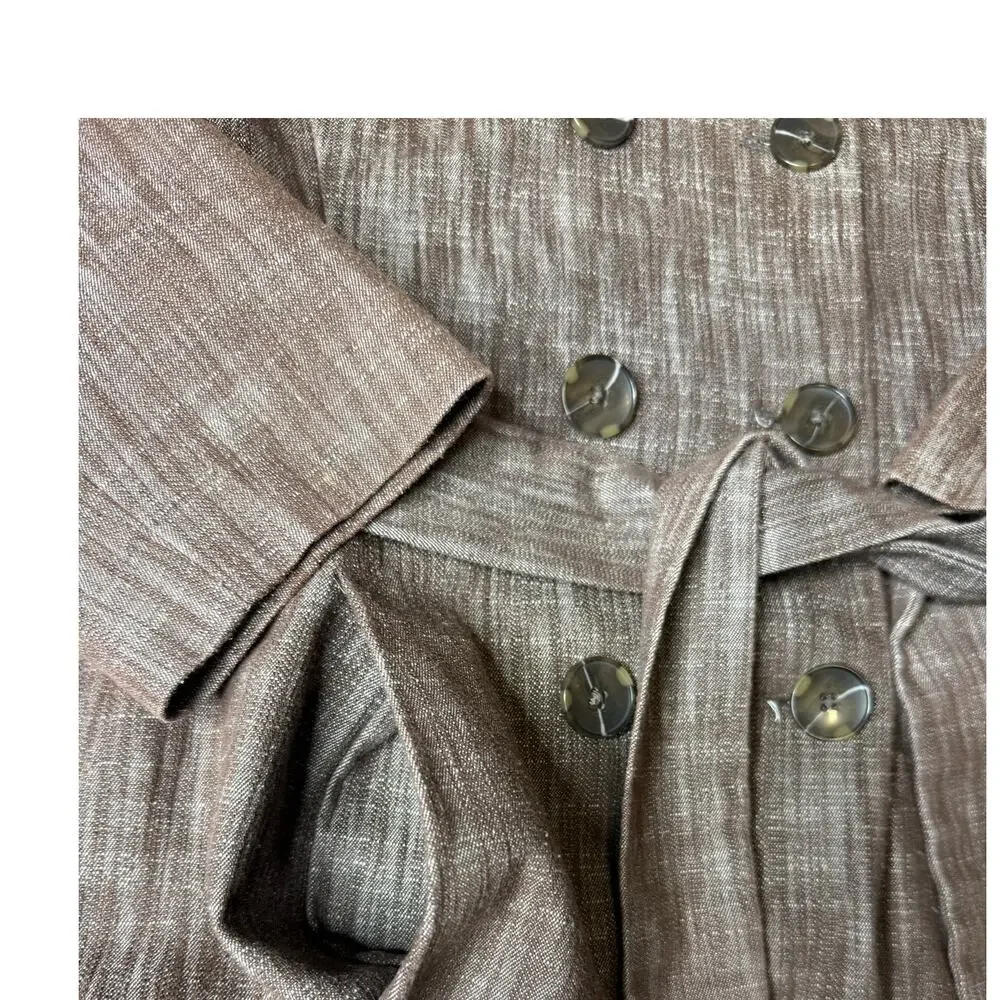 Sandro Sportswear Brown Tie Waist Button Front Belted Jacket Size Large